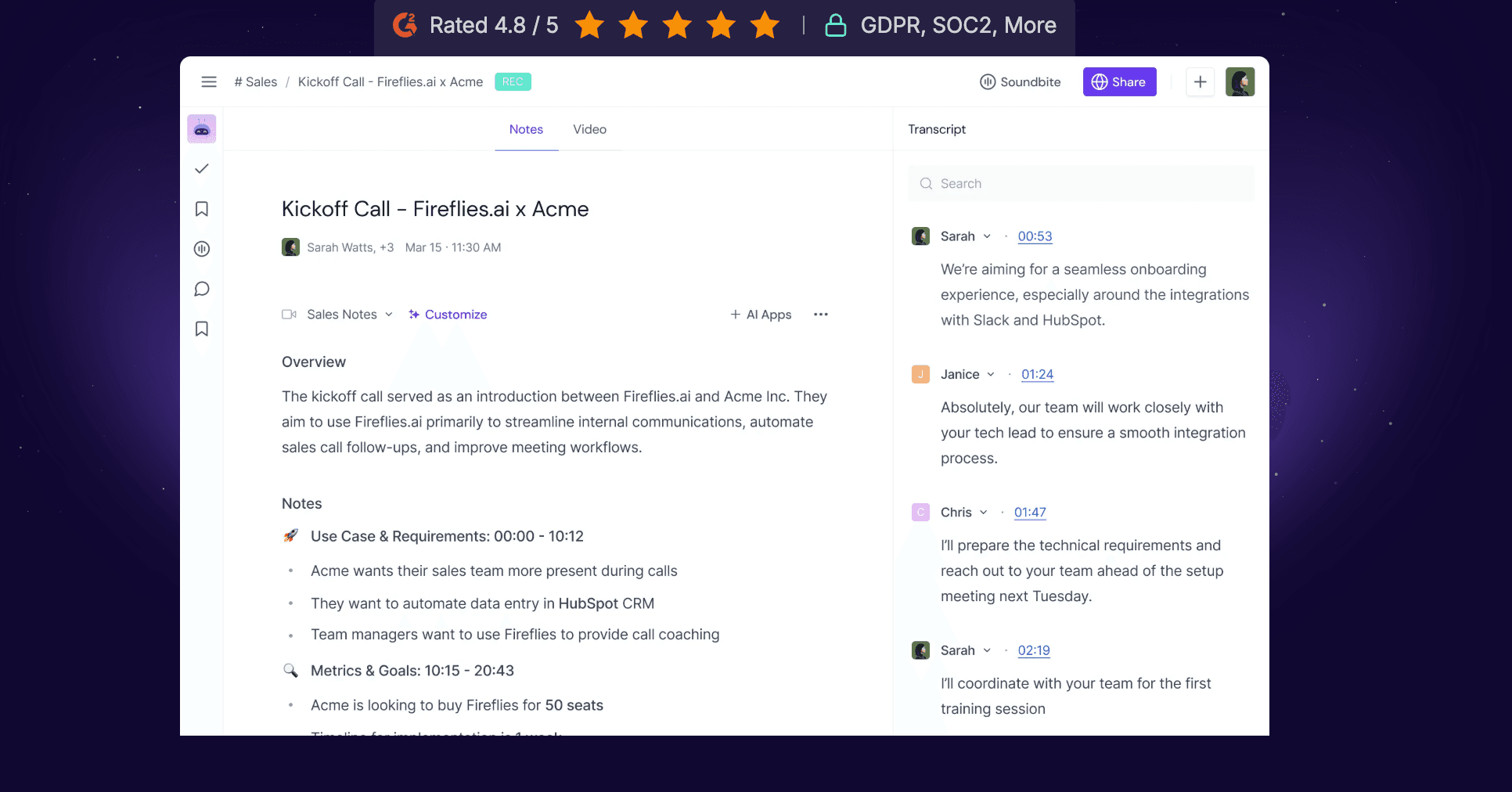 fireflies.ai screenshot